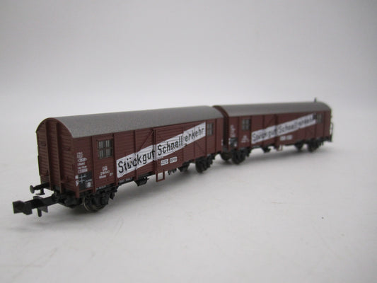 Minitrix N - 13624 - Gekoppelde wagens "Stückgut Schnellverkehr" van de DB