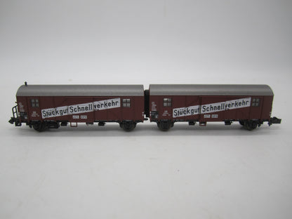 Minitrix N - 13624 - Gekoppelde wagens "Stückgut Schnellverkehr" van de DB