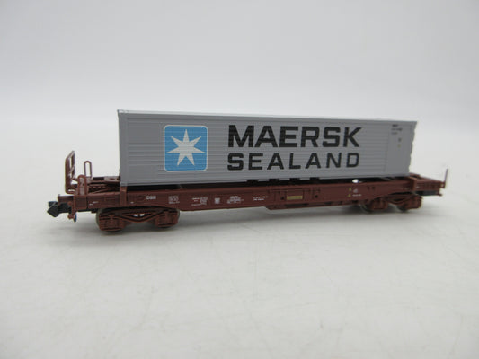 Minitrix N - 15636 - Draagwagen met "Maersk" container van de DSB