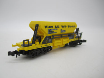 Minitrix N - 13691 - 4-assige schotterwagen "Kies AG" van de SBB-CFF