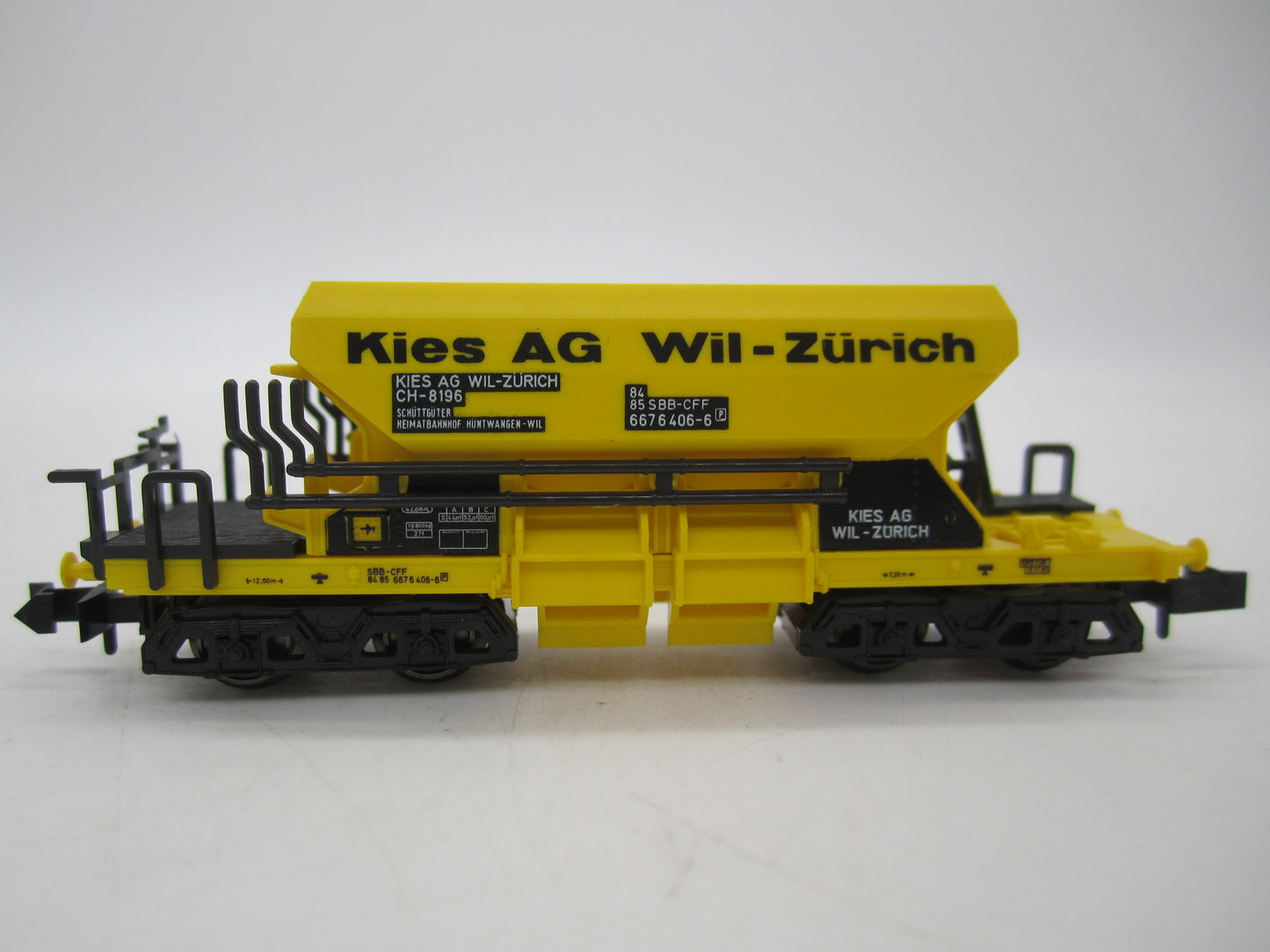 Minitrix N - 13691 - 4-assige schotterwagen "Kies AG" van de SBB-CFF