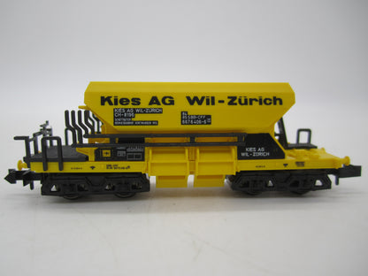 Minitrix N - 13691 - 4-assige schotterwagen "Kies AG" van de SBB-CFF