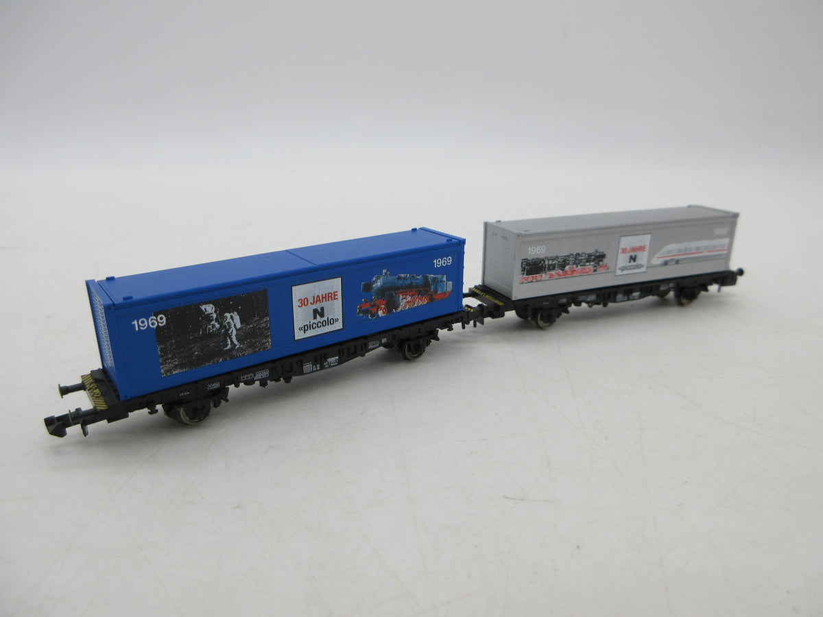 Fleischmann N - 93 8240 - 2-delige set containerwagens "30 jaar piccolo"