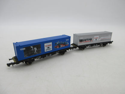 Fleischmann N - 93 8240 - 2-delige set containerwagens "30 jaar piccolo"