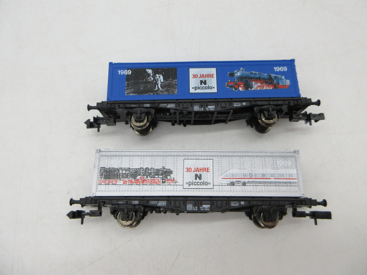 Fleischmann N - 93 8240 - 2-delige set containerwagens "30 jaar piccolo"
