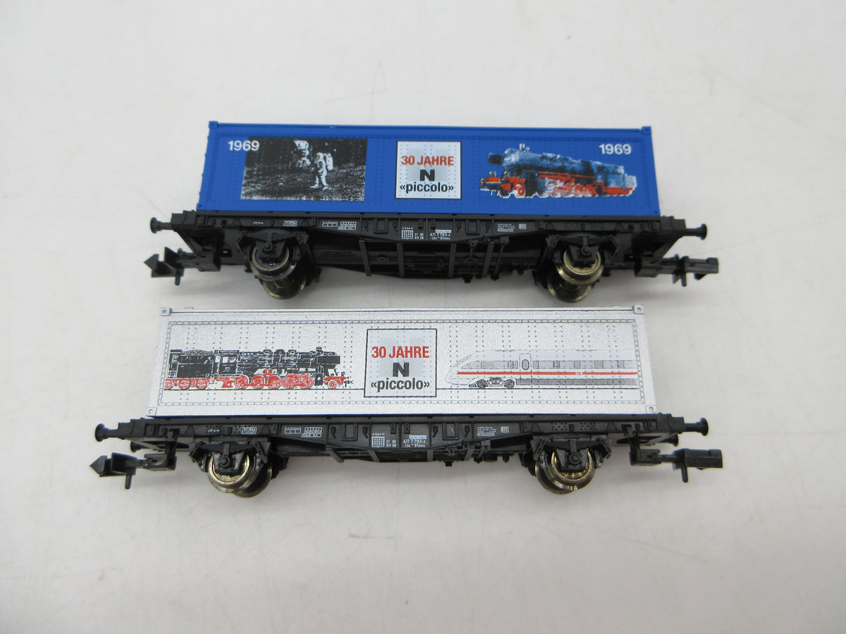 Fleischmann N - 93 8240 - 2-delige set containerwagens "30 jaar piccolo"