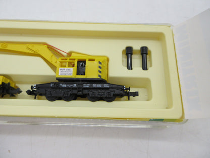 Minitrix N - 13682 - Kraan met steunwagen van de DB