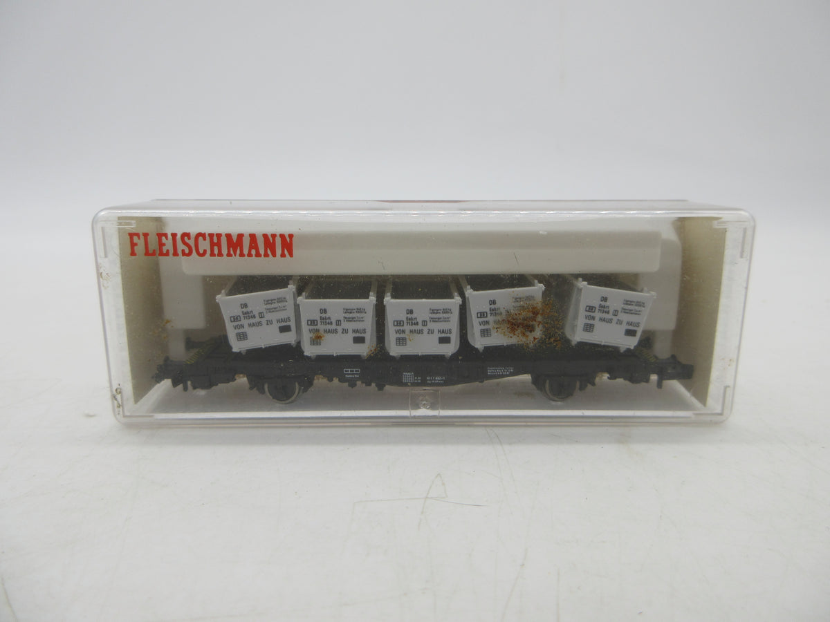 Fleischmann N - 8231 - Draagwagens voor containers van de DB