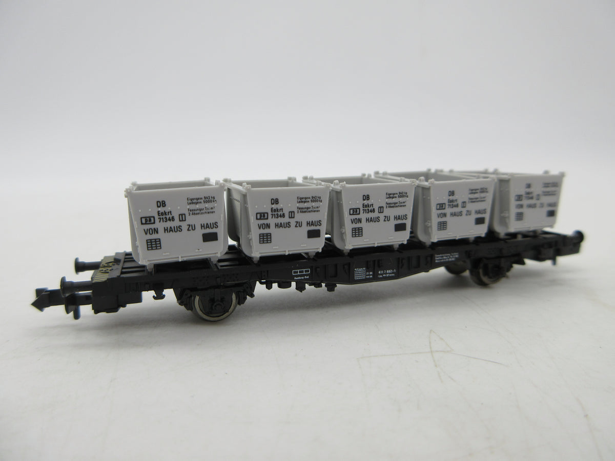 Fleischmann N - 8231 - Draagwagens voor containers van de DB