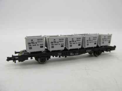 Fleischmann N - 8231 - Draagwagens voor containers van de DB