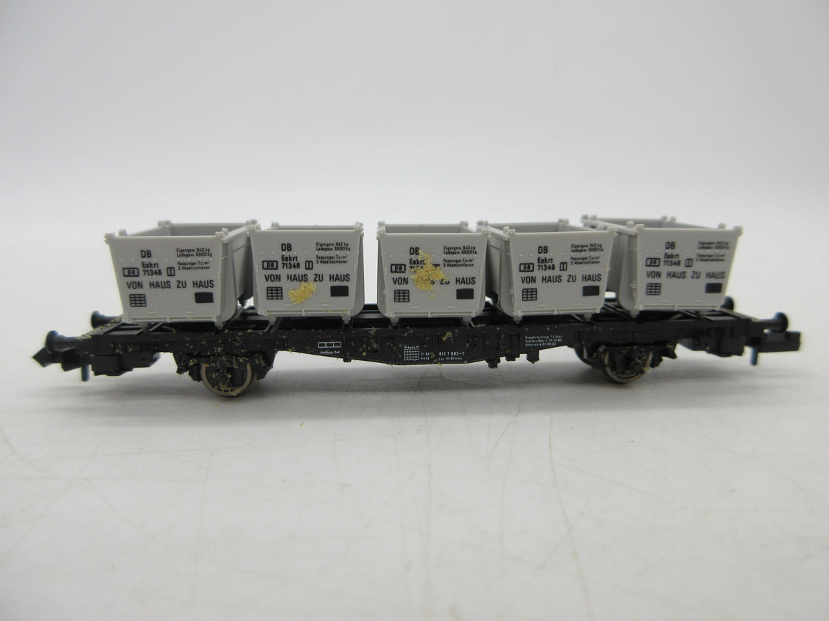 Fleischmann N - 8231 - Draagwagens voor containers van de DB