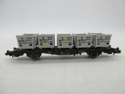 Fleischmann N - 8231 - Draagwagens voor containers van de DB