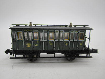 Minitrix N - 13064 - Personenwagen 3e klas/Postwagen van de K.Bay.St.B.