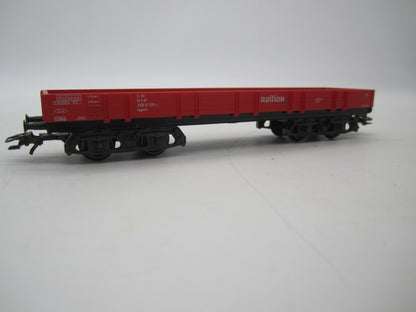 Märklin H0 - 4-assige lageboordwagen in rood van Railion