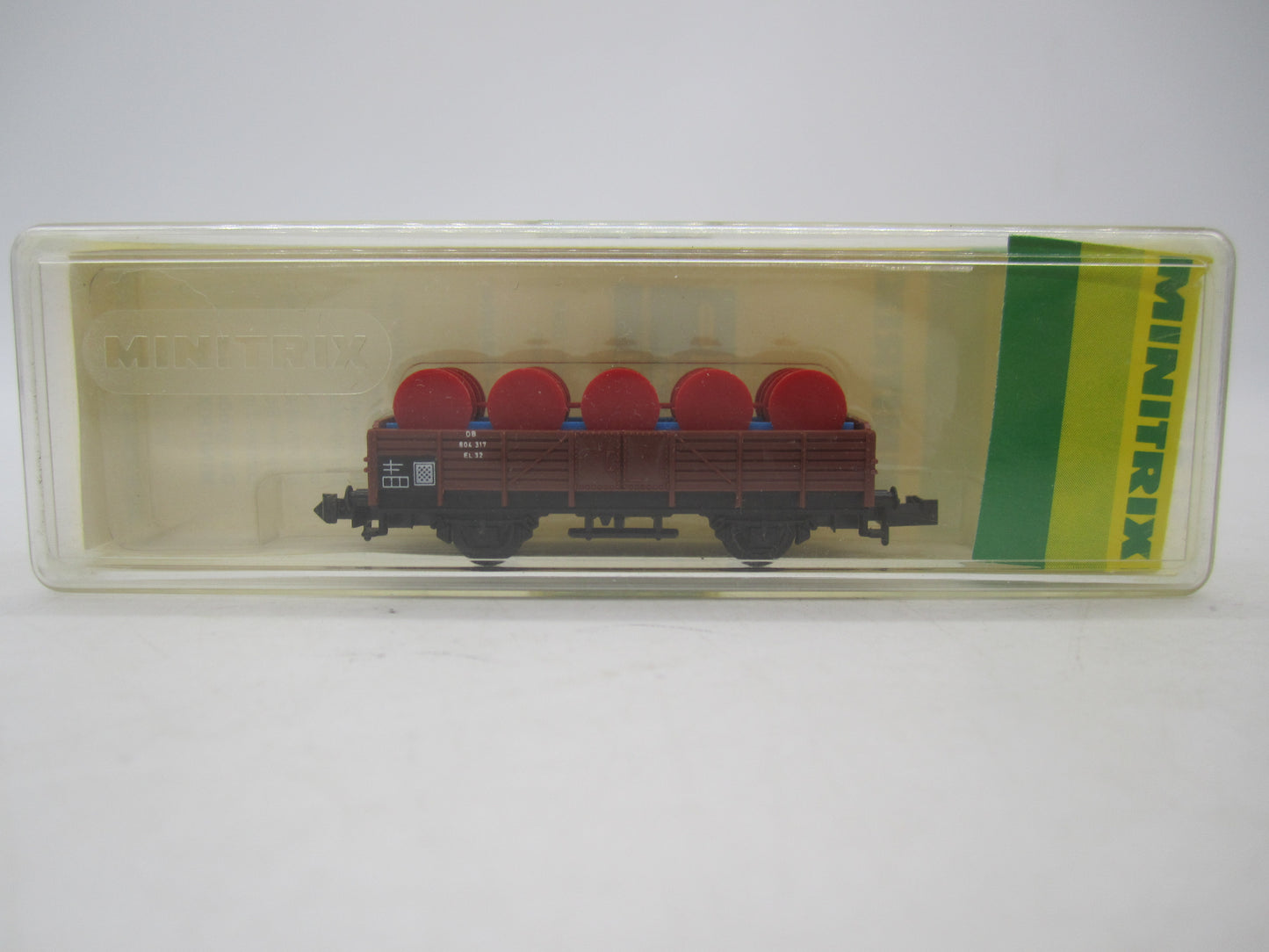 Minitrix N - 51 3513 00 - Lageboordwagen, beladen met vaten van de DB