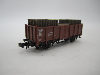 Minitrix N - 51 3265 00 - Hogeboordwagen, beladen met hout van de DB