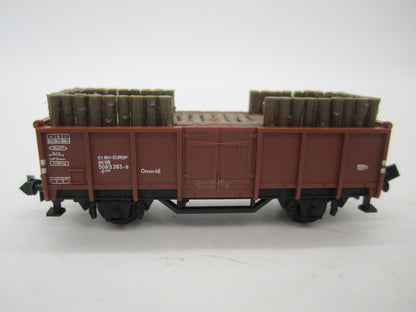 Minitrix N - 51 3265 00 - Hogeboordwagen, beladen met hout van de DB