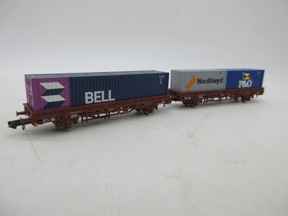 Arnold N - HN6400 - 2-delige containerwagenset van de NS