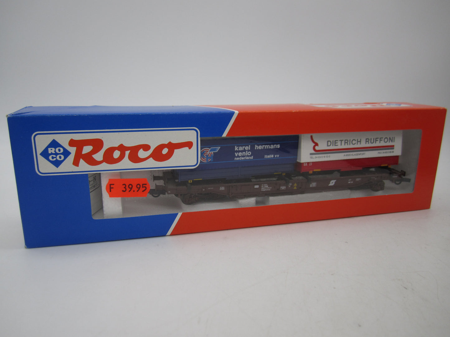 Roco H0 - 46379 - Containerdraagwagen met twee containers van de ÖBB