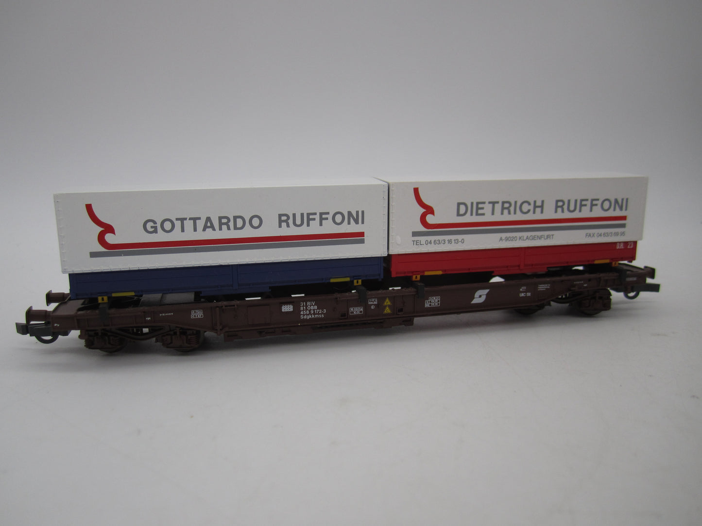Roco H0 - 46379 - Containerdraagwagen met twee containers van de ÖBB