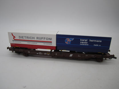Roco H0 - 46379 - Containerdraagwagen met twee containers van de ÖBB