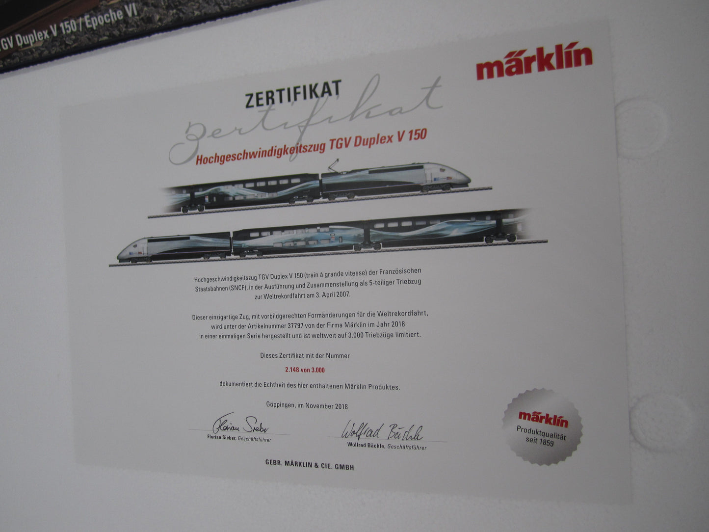 Märklin H0 - 37797 - 5-delige TGV Duplex V 150 "Record du Monde" van de SNCF - MFX/Sound