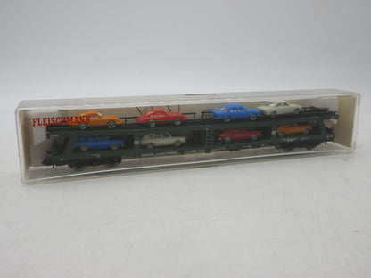 Fleischmann N - 8285 - 4-delige autotransportwagen, met 8 auto's beladen van de DB
