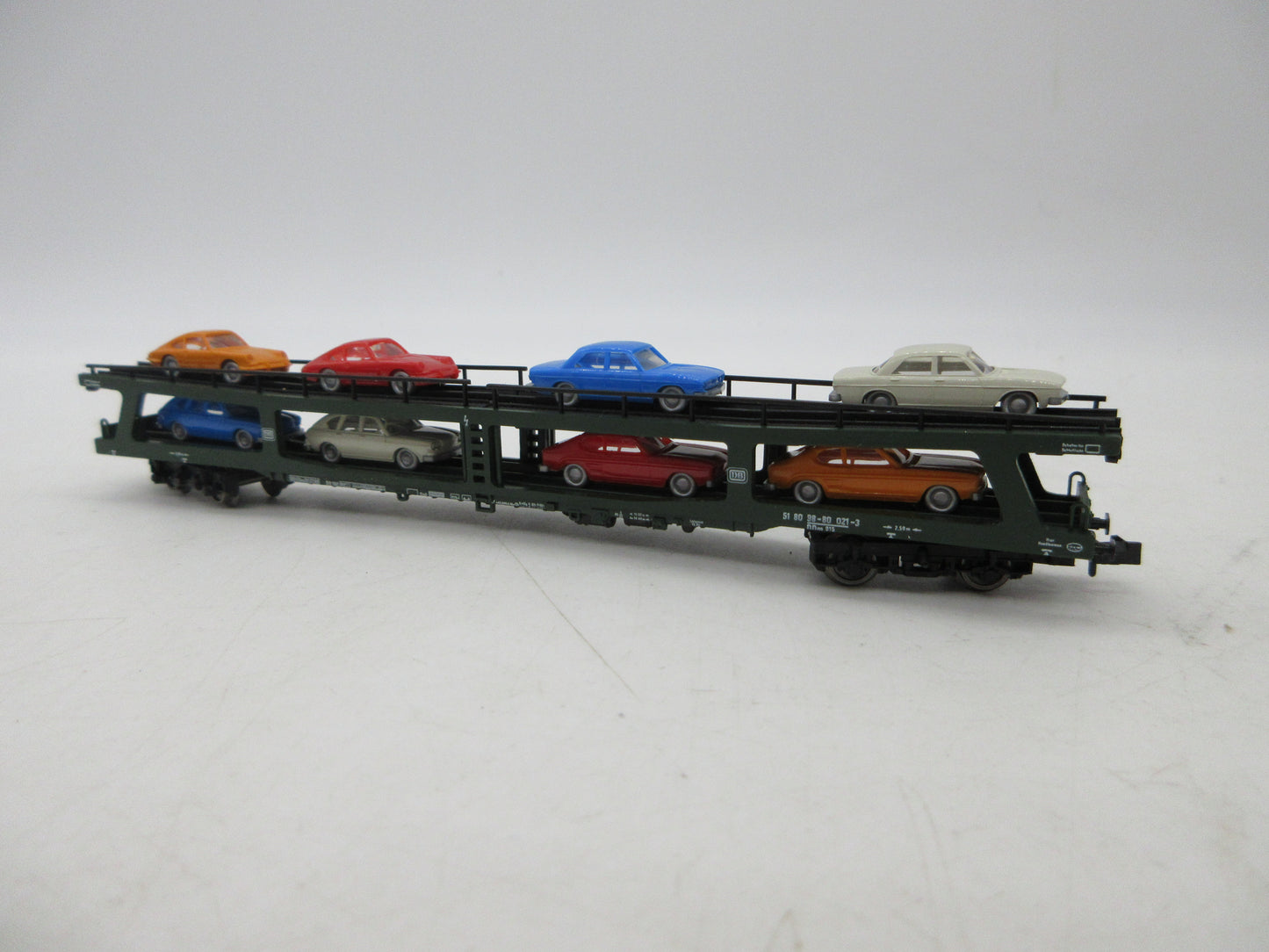 Fleischmann N - 8285 - 4-delige autotransportwagen, met 8 auto's beladen van de DB