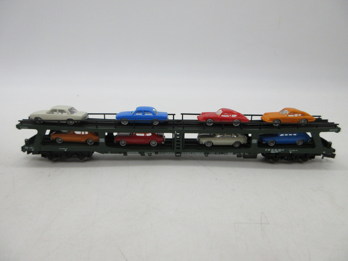 Fleischmann N - 8285 - 4-delige autotransportwagen, met 8 auto's beladen van de DB