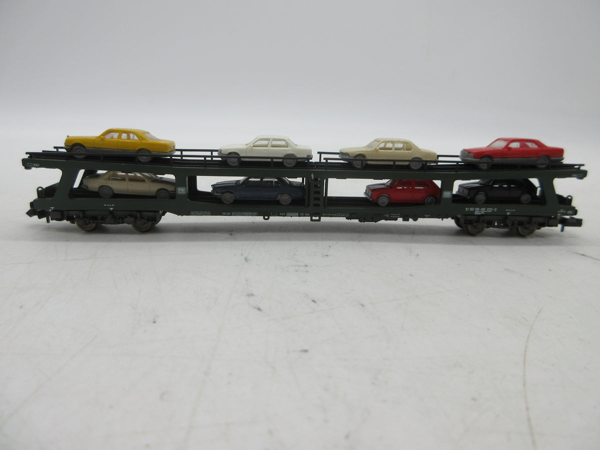 Fleischmann Piccolo N - 8284 - Vierassige autotransporter, met auto's van de DB, zonder doos