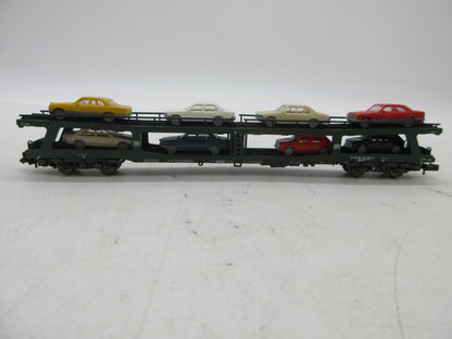 Fleischmann Piccolo N - 8284 - Vierassige autotransporter, met auto's van de DB, zonder doos