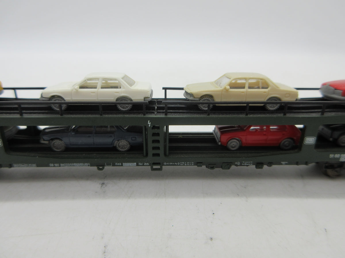 Fleischmann Piccolo N - 8284 - Vierassige autotransporter, met auto's van de DB, zonder doos