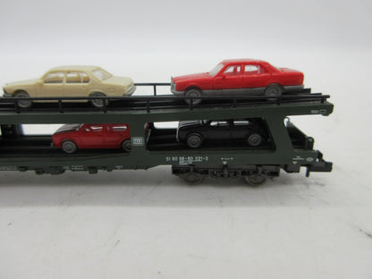 Fleischmann Piccolo N - 8284 - Vierassige autotransporter, met auto's van de DB, zonder doos