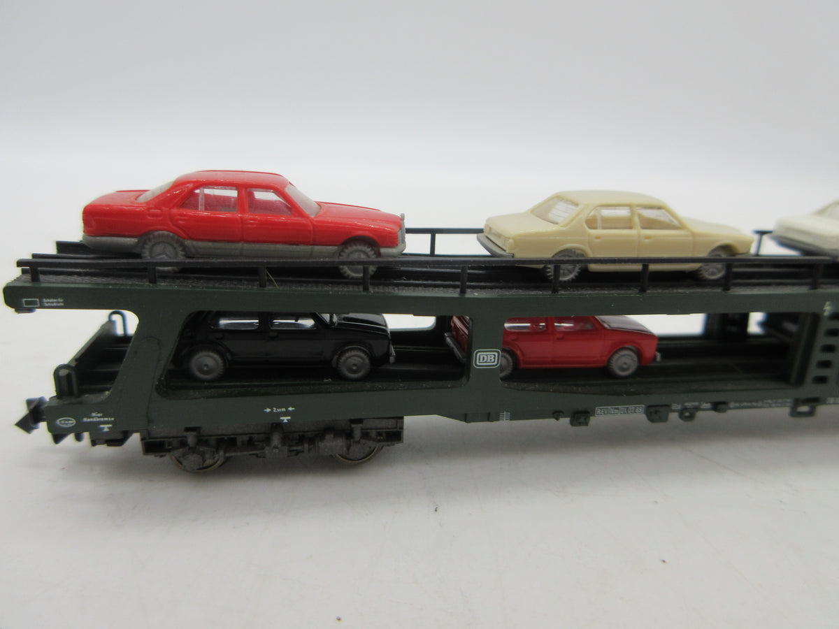 Fleischmann Piccolo N - 8284 - Vierassige autotransporter, met auto's van de DB, zonder doos