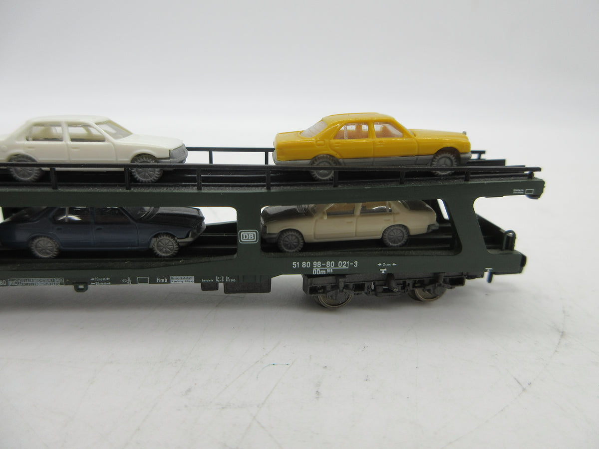 Fleischmann Piccolo N - 8284 - Vierassige autotransporter, met auto's van de DB, zonder doos