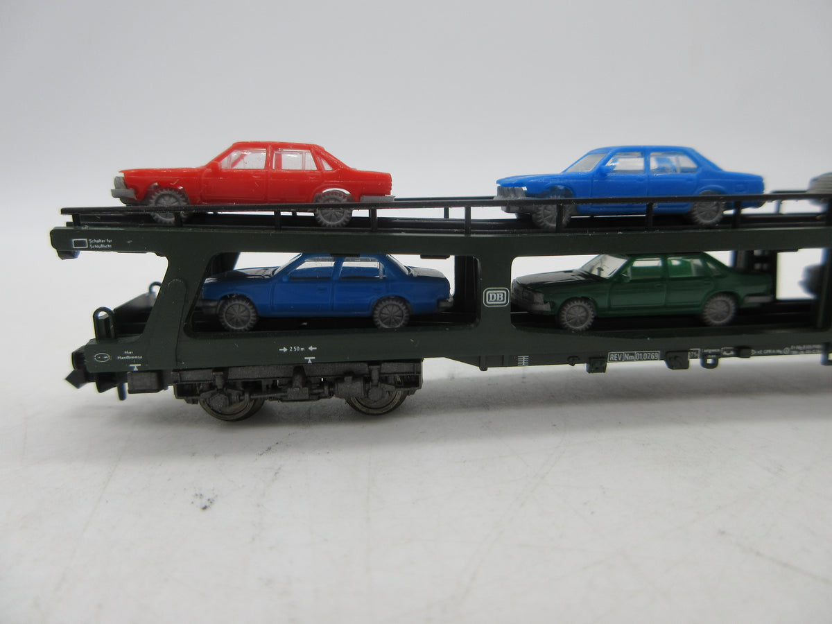 Fleischmann Piccolo N - 8284 - Vierassige autotransporter, met auto's van de DB