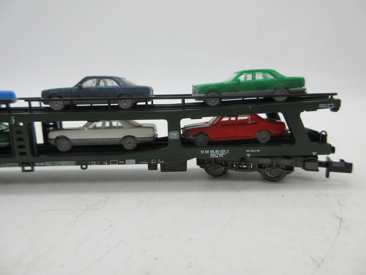 Fleischmann Piccolo N - 8284 - Vierassige autotransporter, met auto's van de DB