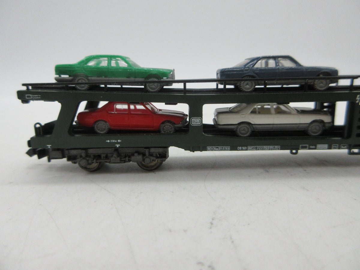 Fleischmann Piccolo N - 8284 - Vierassige autotransporter, met auto's van de DB