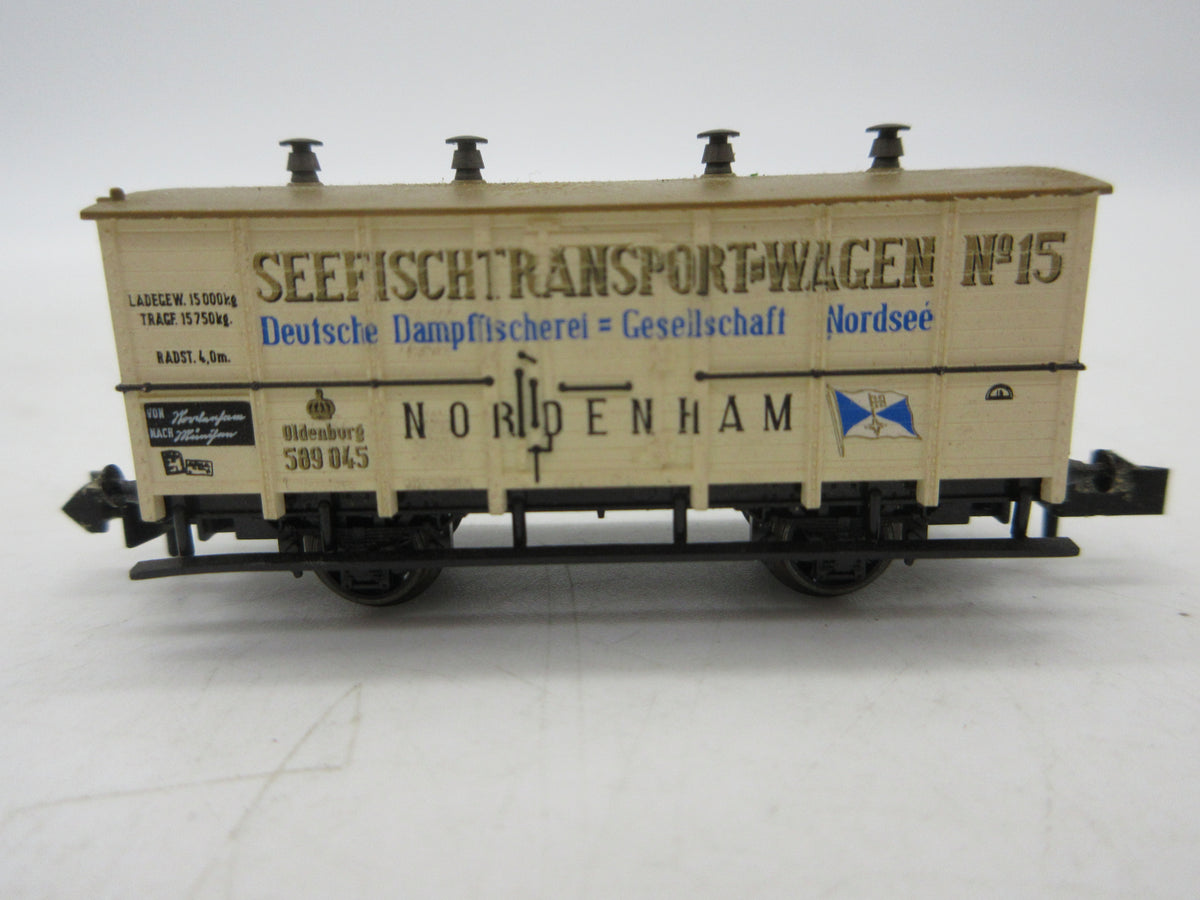 Minitrix N - 51 3222 00 - Gesloten goederenwagen "Seefisch Transport-wagens no 15" van de Herz.Old.St.B.