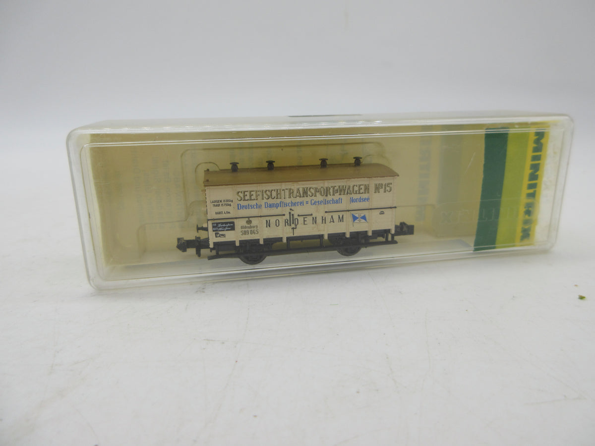 Minitrix N - 51 3222 00 - Gesloten goederenwagen "Seefisch Transport-wagens no 15" van de Herz.Old.St.B.
