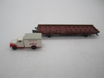 Hobbytrain N - H23818 - Platte wagen met truck van de DB