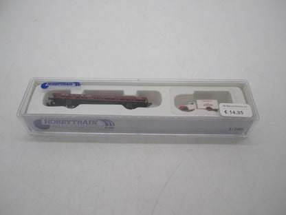 Hobbytrain N - H23818 - Platte wagen met truck van de DB