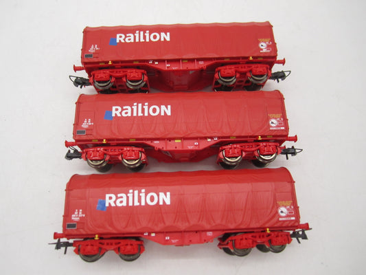 Roco H0 - 3-delige set huifwagens "Railion" van de NS