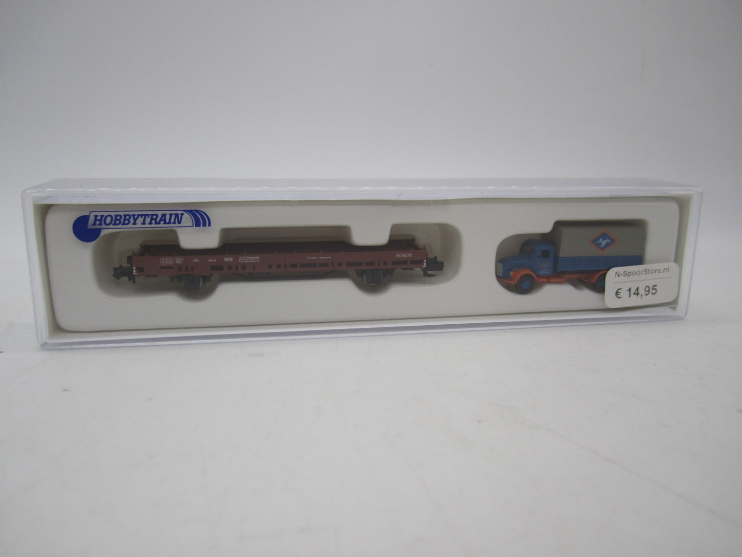 Hobbytrain N - H23817 - Platte wagen met truck van de DB